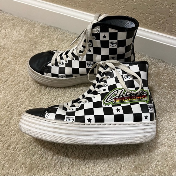 Chiara Ferragni Eye-motif High Top Sneakers Shoes Leather Italy Size EU 36 US 6 - Picture 6 of 16